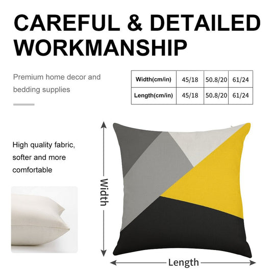Simple Modern Gray Yellow And Black Geo Linen Throw Pillow Cover