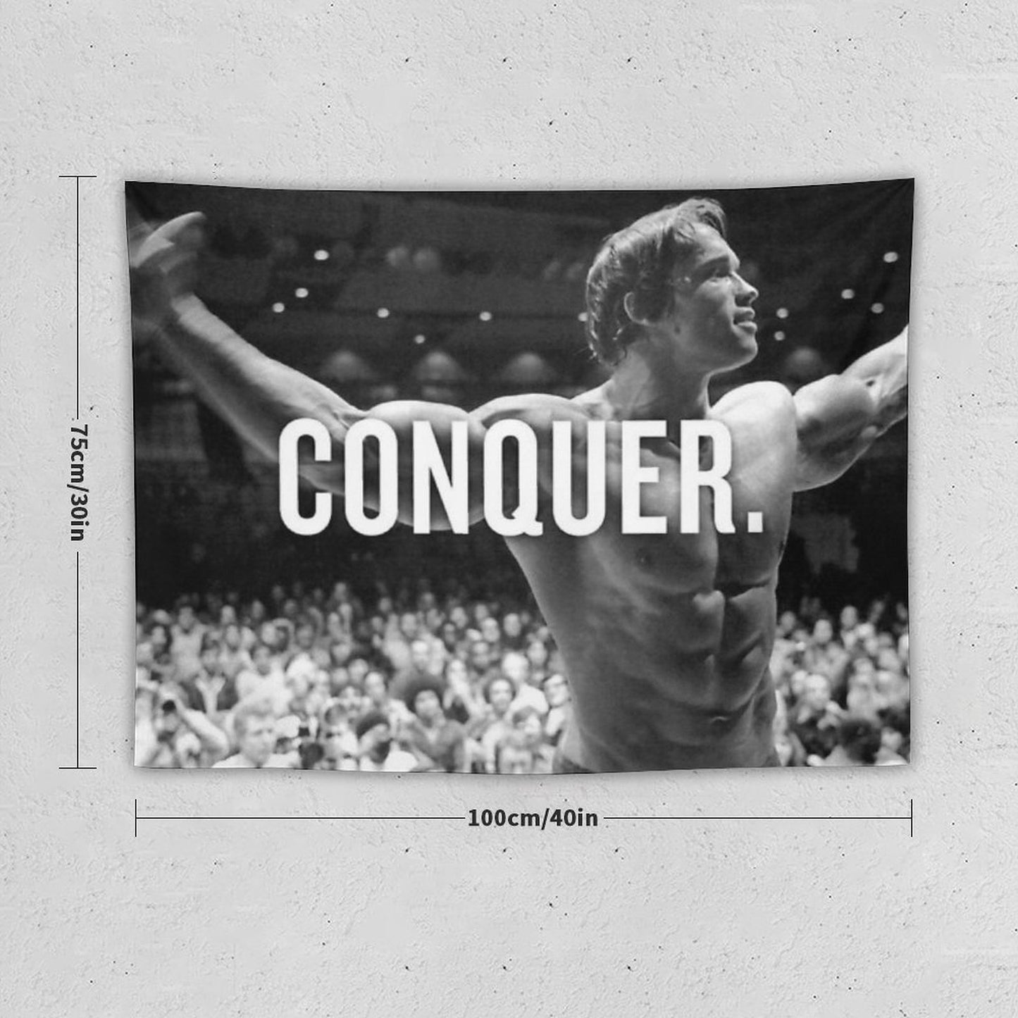 Arnold Schwarzenegger Conquer Motivational Fitness Tapestry