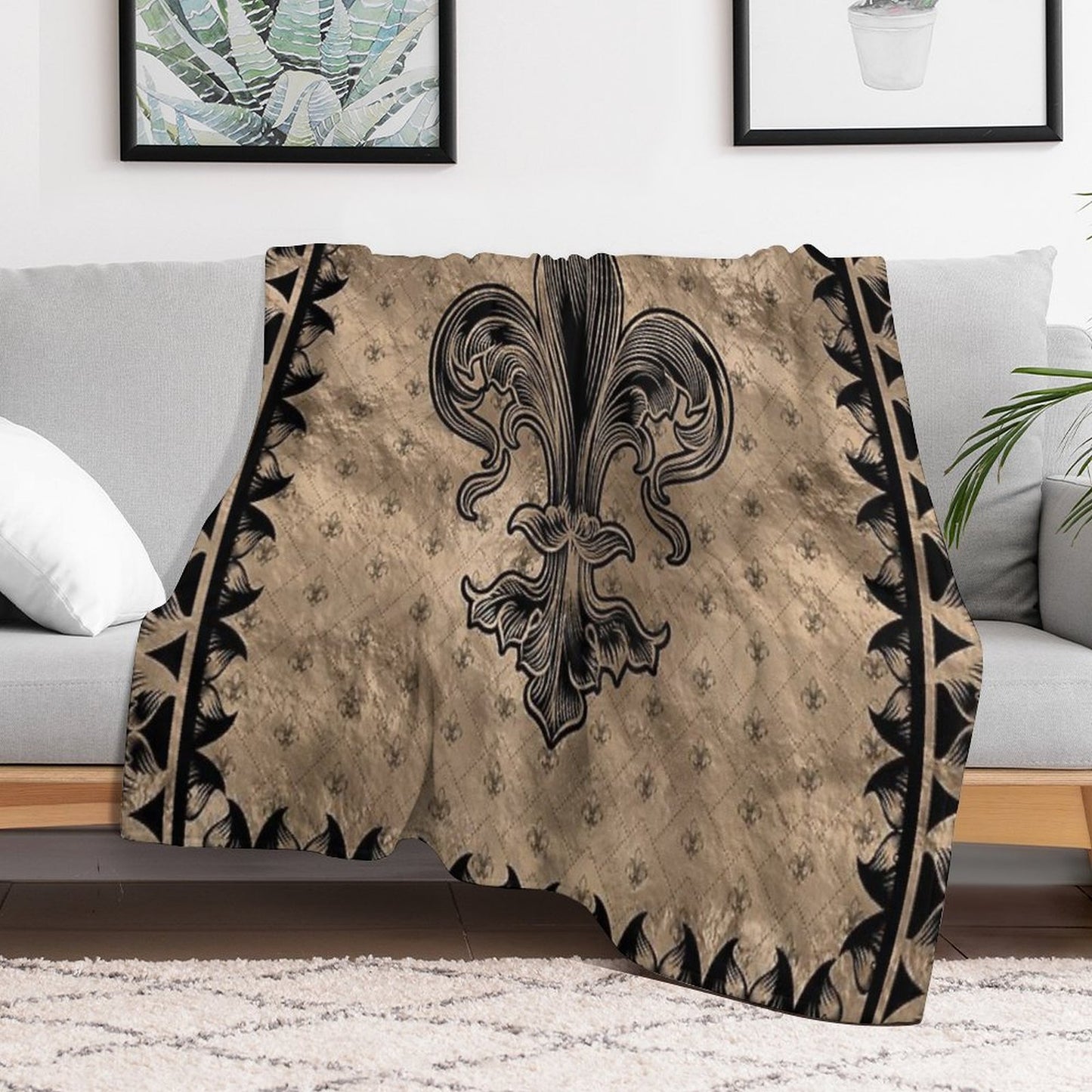 Fleur-de-lis - Black And Gold Throw Blanket