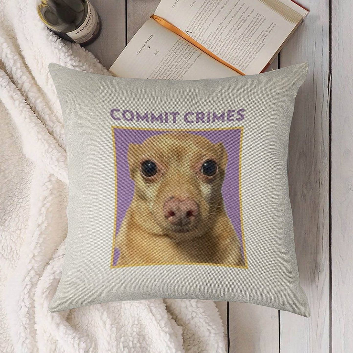 Crime Mouse Linen Throw Pillow Cover