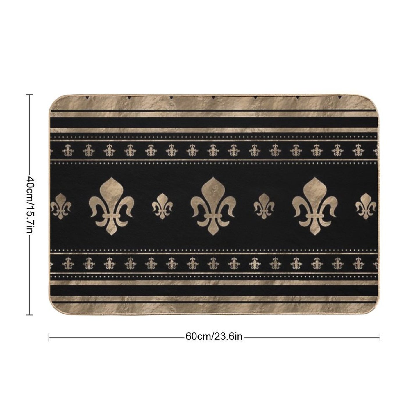 Fleur-de-lis Luxury Ornament - Black And Gold Bath Mat