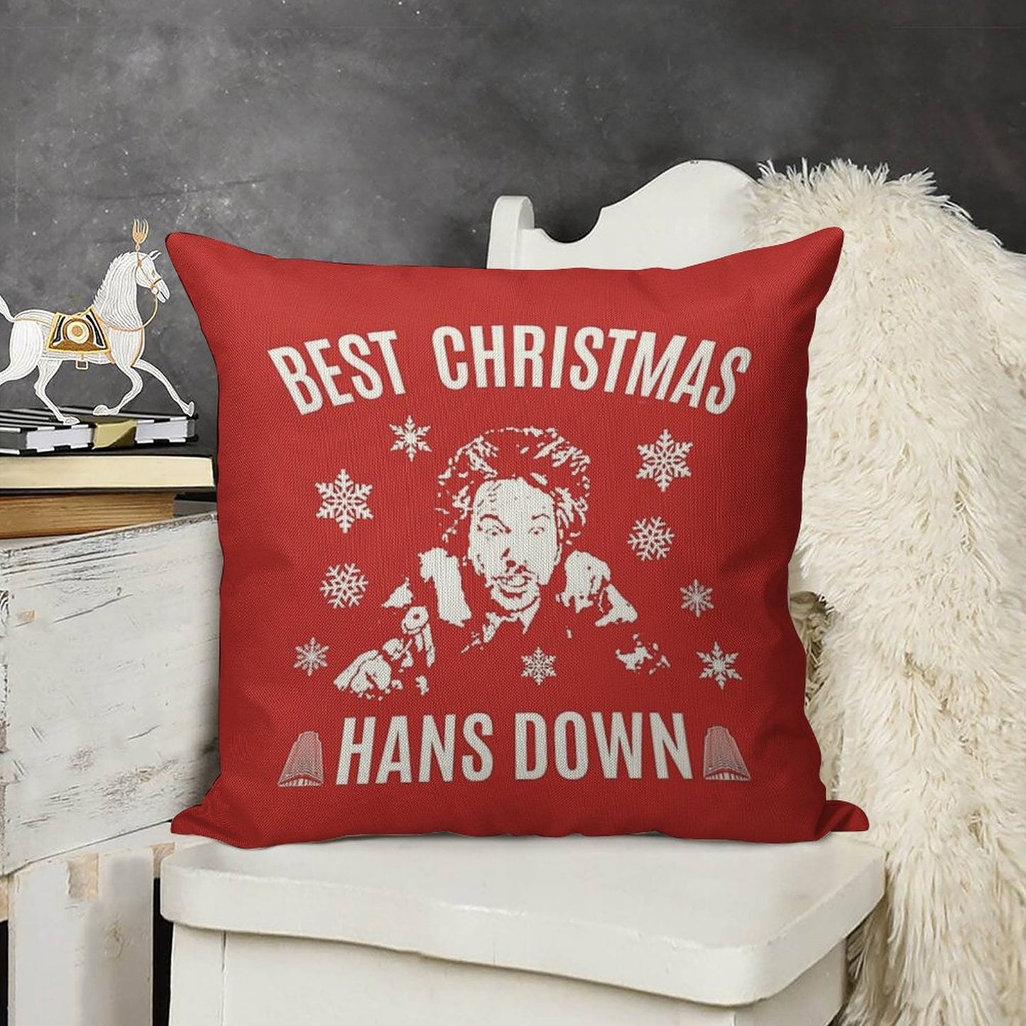 Die Hard Best Christmas Hans Down Linen Throw Pillow Cover
