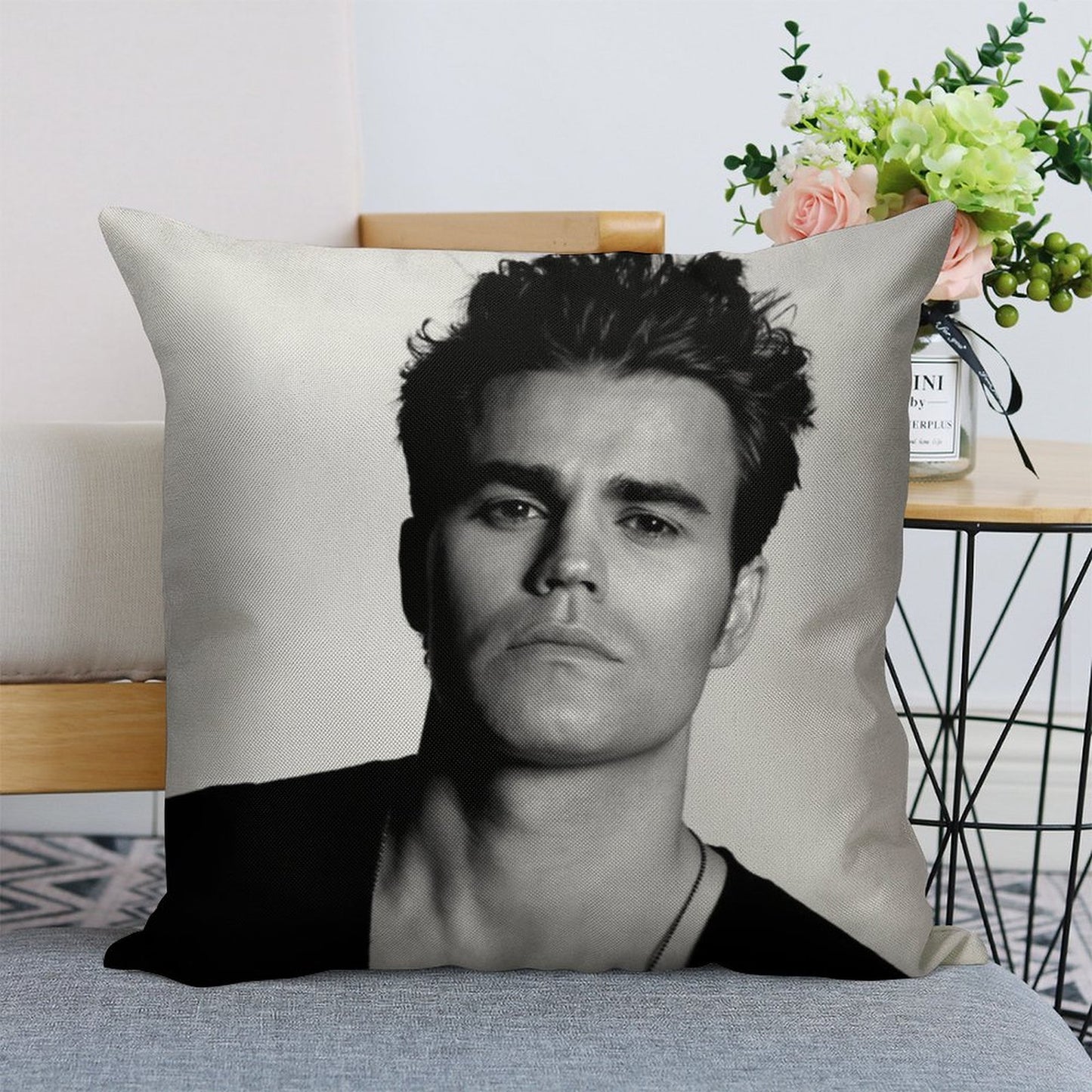 Paul Wesley Black And White Linen Throw Pillow Cover