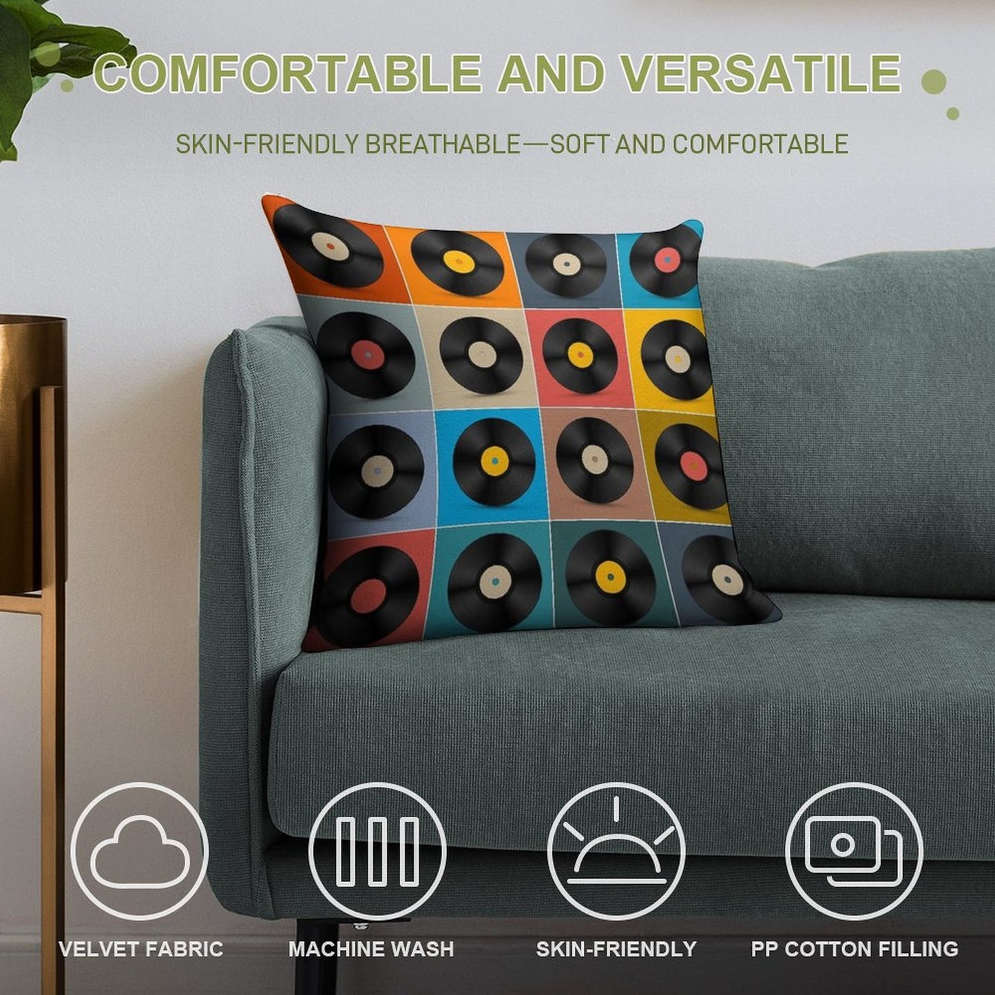 Album,Vinyl Record,Music Poster Soft Durable Construction Throw Pillow