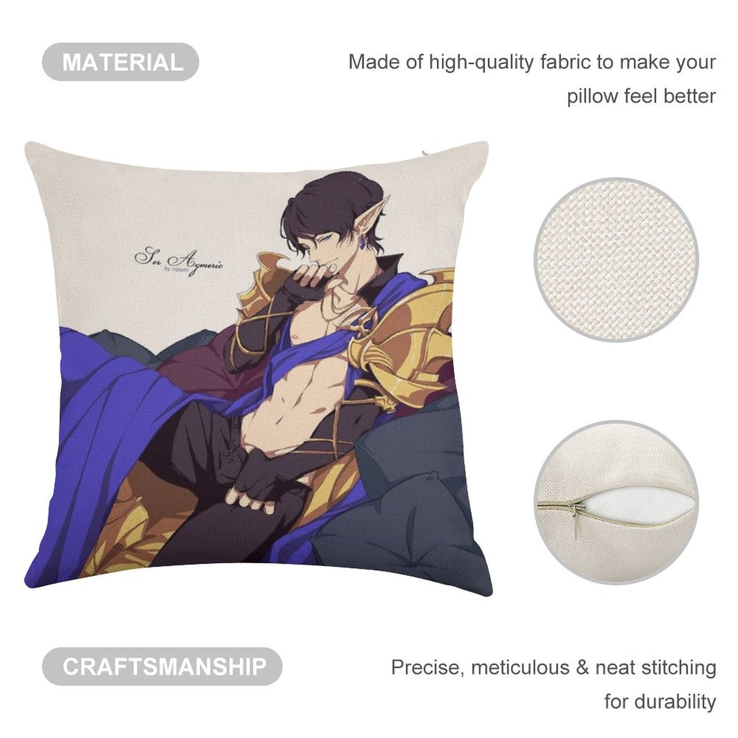 Ser Aymeric Linen Throw Pillow Cover