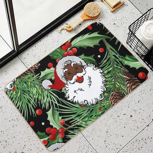 Xmas Black Santa Claus Bath Mat
