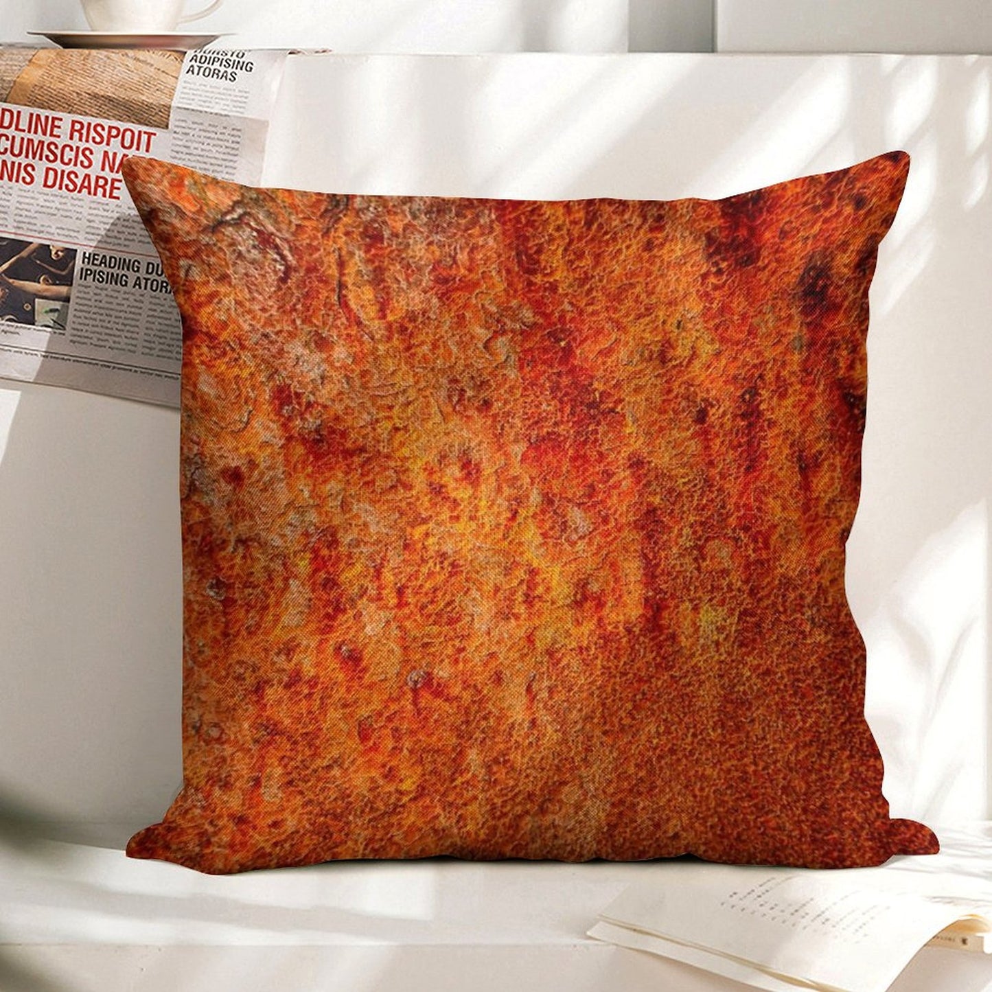 Burnt Orange Linen Throw Pillow Cover