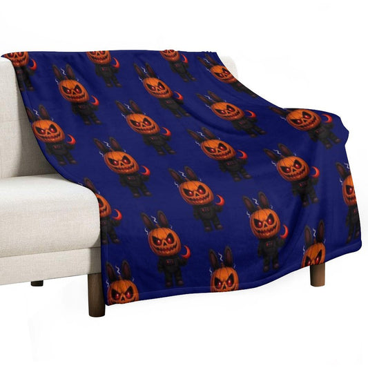 Halloween Pumpkin Monster Creepy Cute Art Throw Blanket