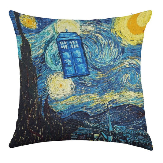 Starry Night Linen Throw Pillow Cover