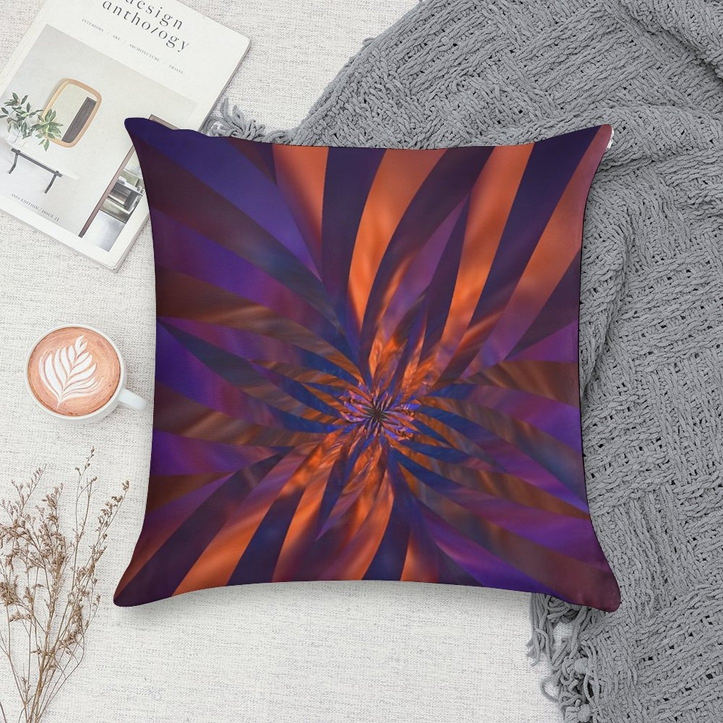 Abstract in Orange And Purple Soft Anti-Pilling Throw Pillow
