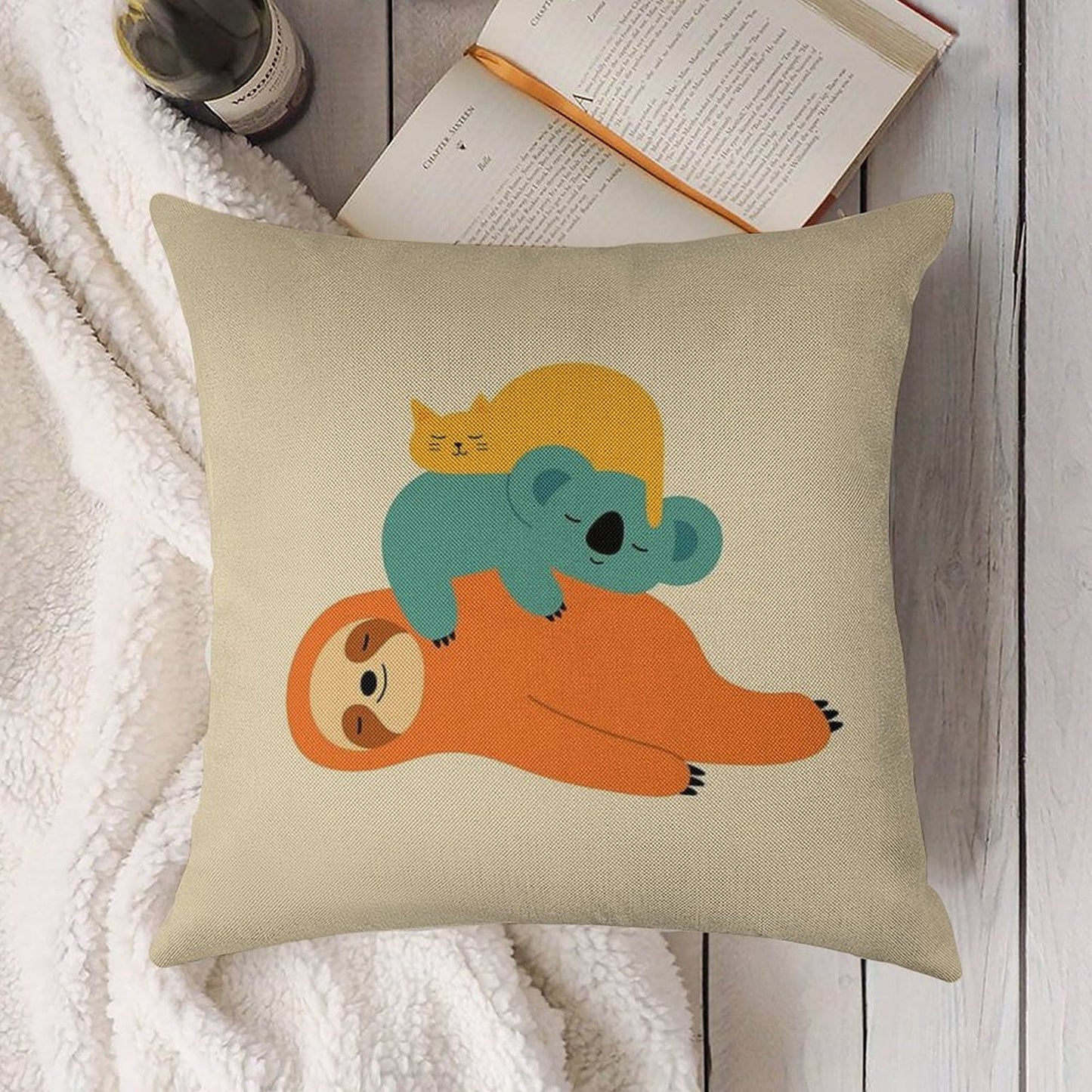 Being Lazy Linen Throw Pillow Cover