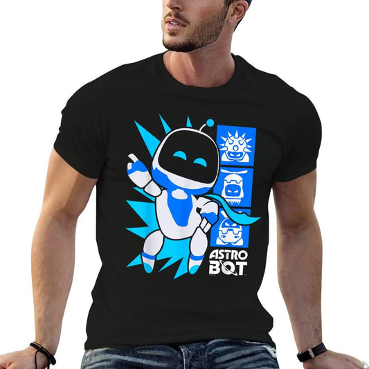 Astro Bot Rescue Mission Victory Pose Game  Ribbed Collar T-Shirt