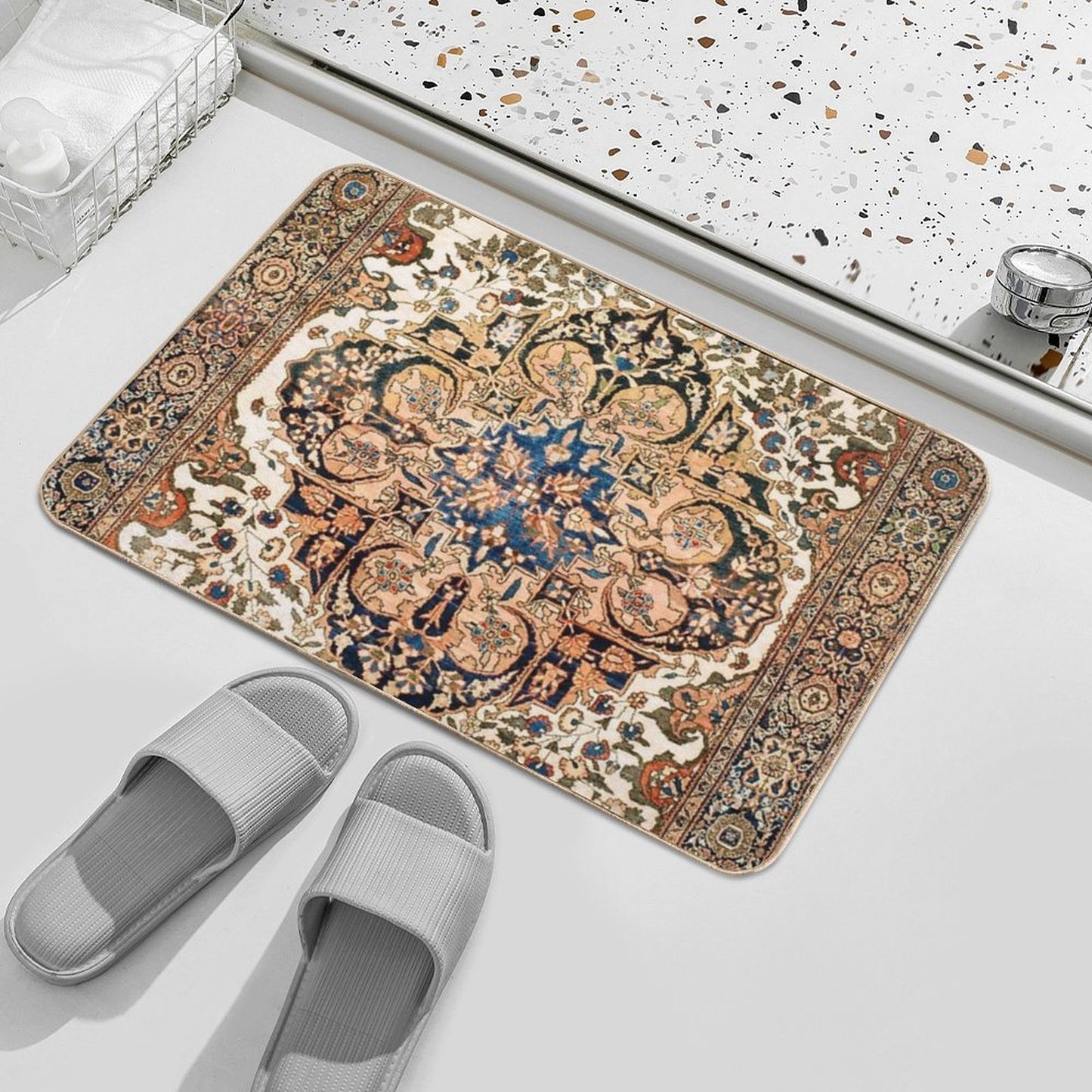 Ferahan Arak Antique West Persian Rug Print Bath Mat
