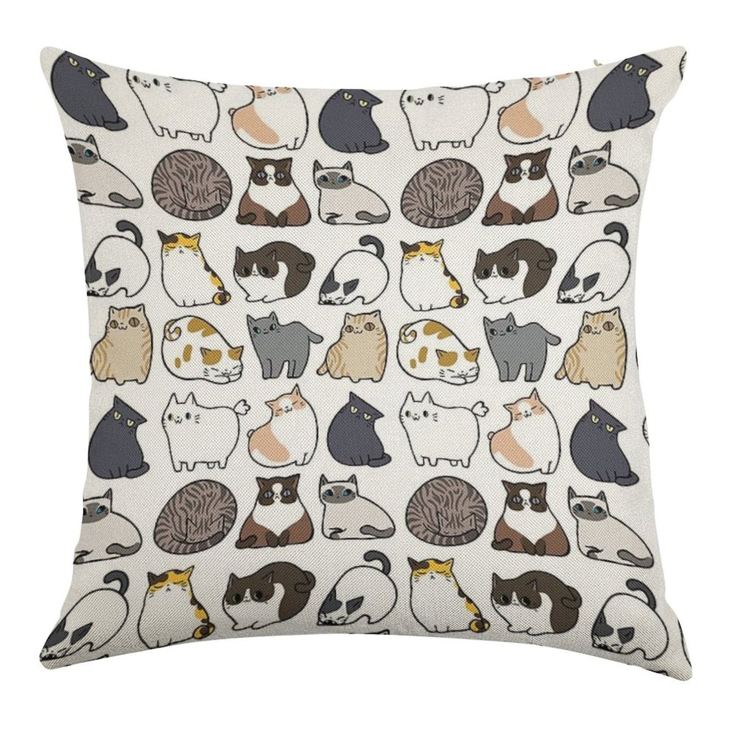Cats Cats Cats Linen Throw Pillow Cover
