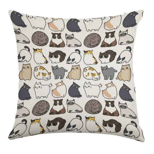 Cats Cats Cats Linen Throw Pillow Cover