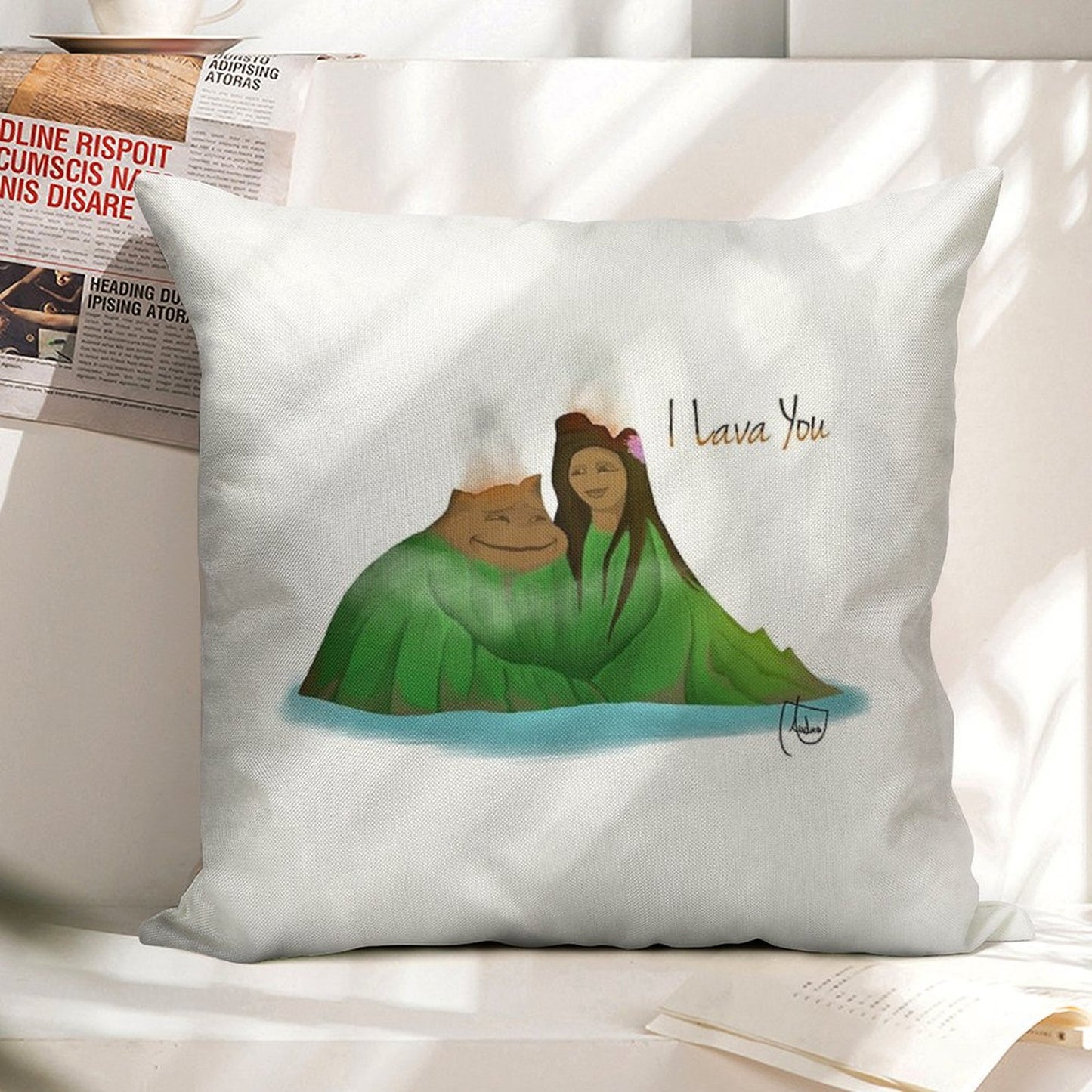 I Lava You Linen Throw Pillow Cover