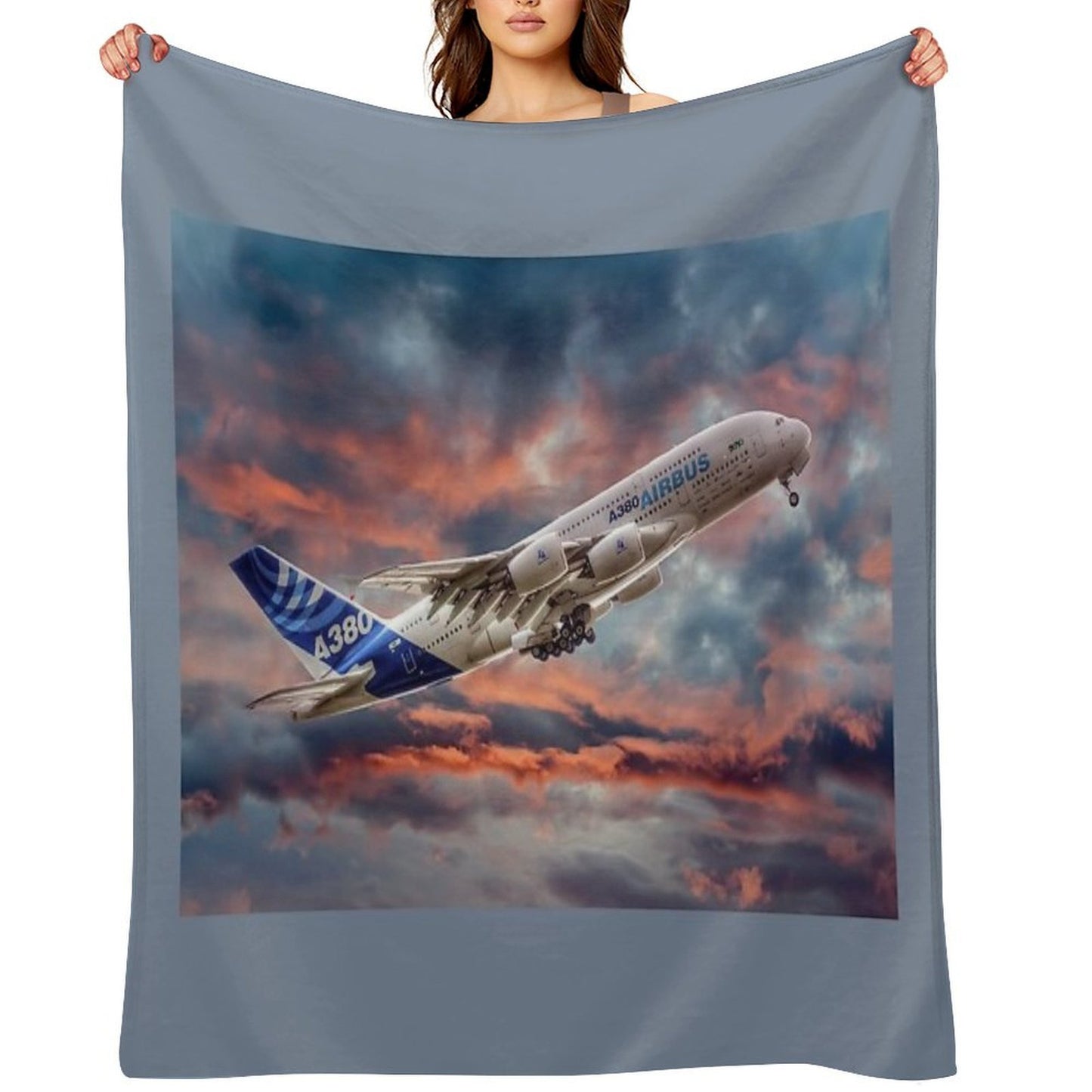 Airbus A380 - Sunset Throw Blanket