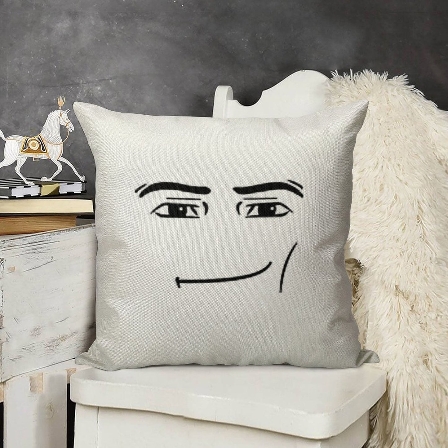 Man Face Linen Throw Pillow Cover