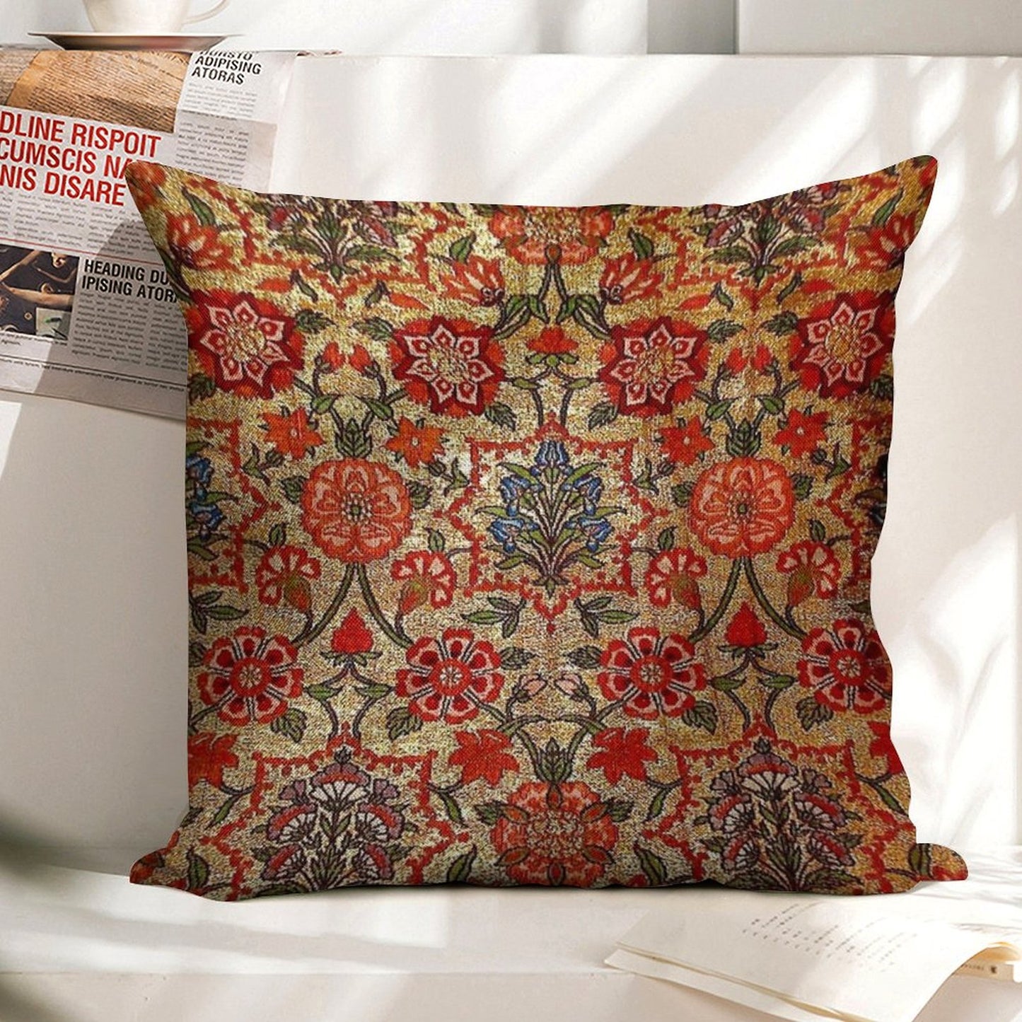 Ancient Turkish Tapestry Linen Throw Pillow Cover