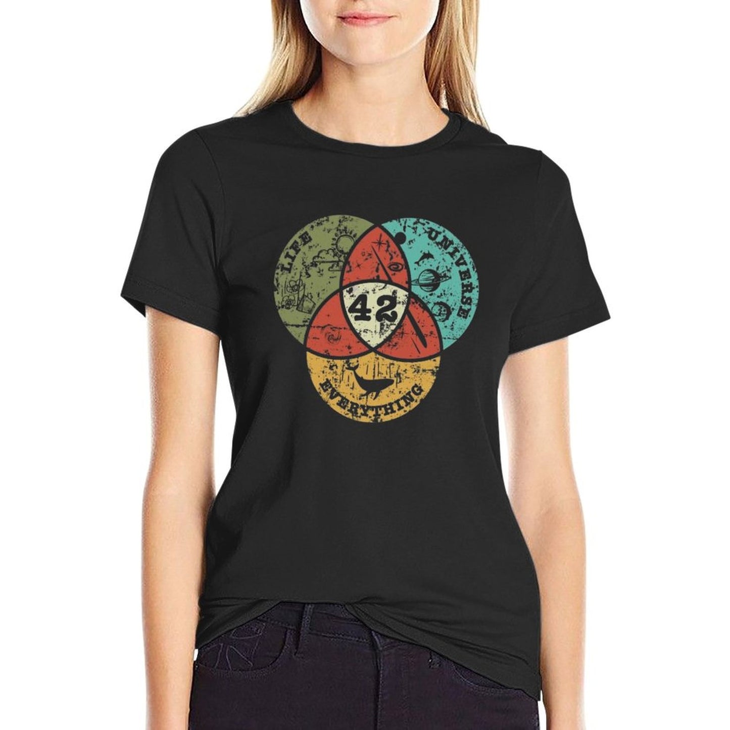 Venn Diagram Life, The Universe & Everything Fade-proof Color T-Shirt