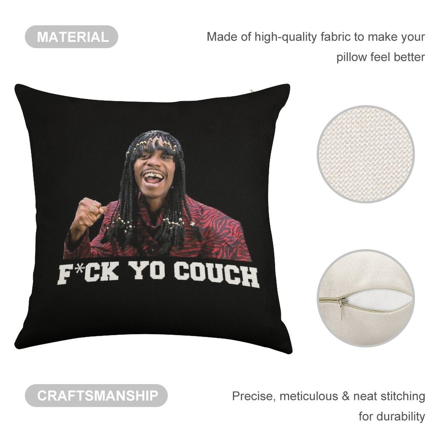 Fck Yo Couch Linen Throw Pillow Cover