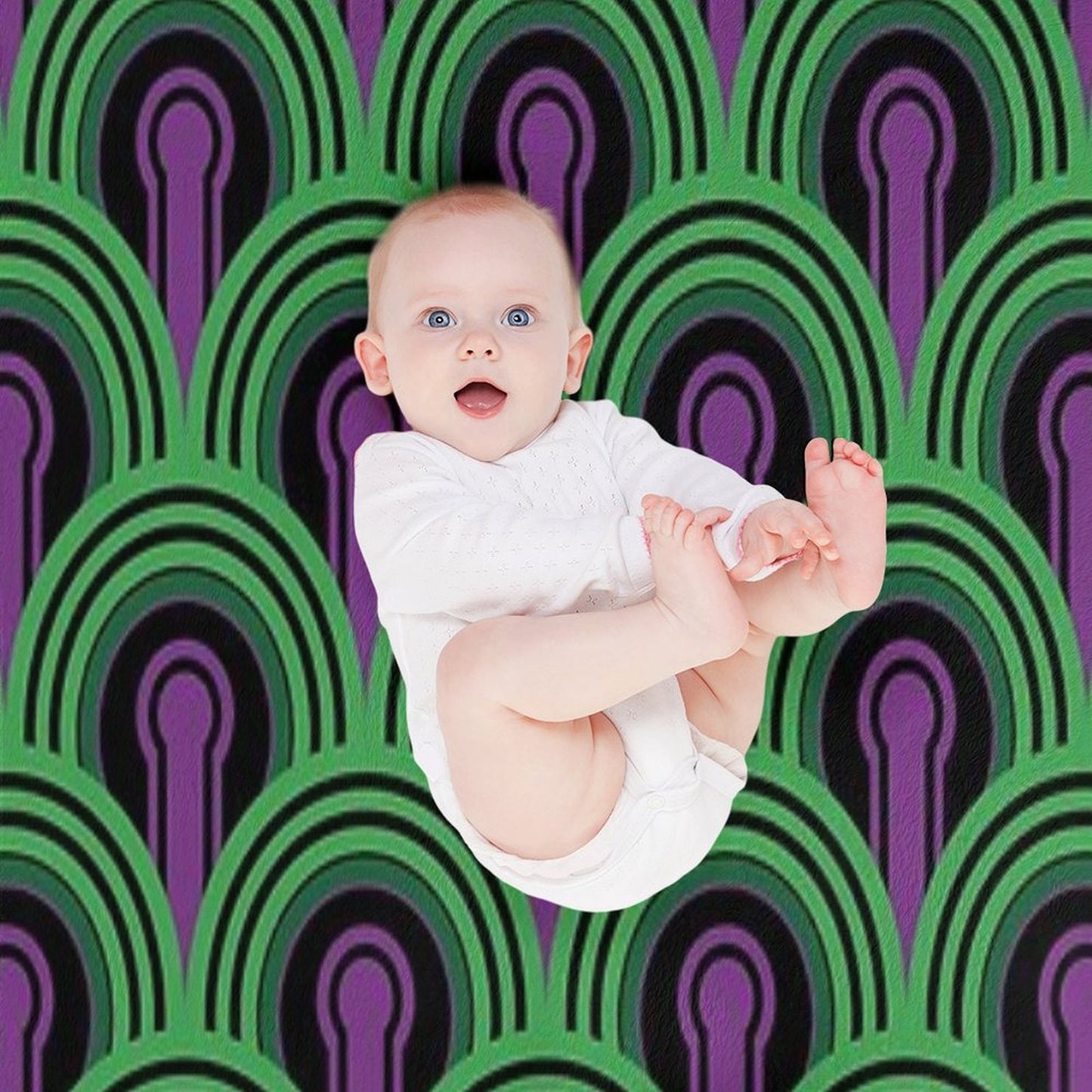 Geometric Pattern Keyhole Arch PurpleGreen Throw Blanket