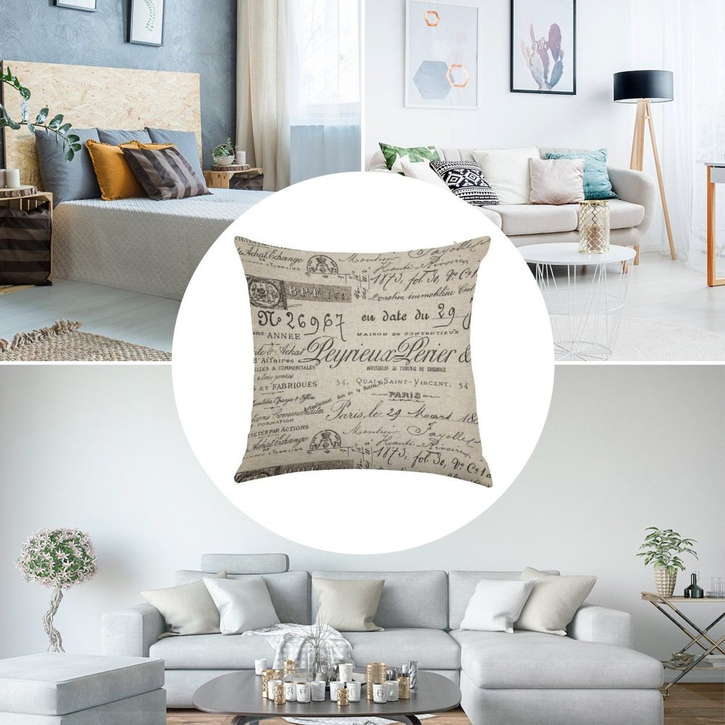Parisan Linen Throw Pillow Cover