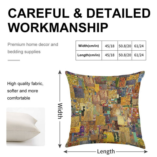 Gustav Klimt Linen Throw Pillow Cover