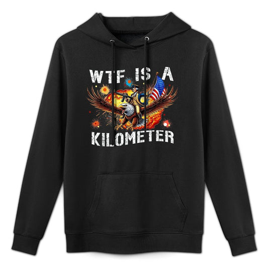 WTF Is A Kilometer Funny George Washington Riding Eagle Moisture-Wicking Hoodie