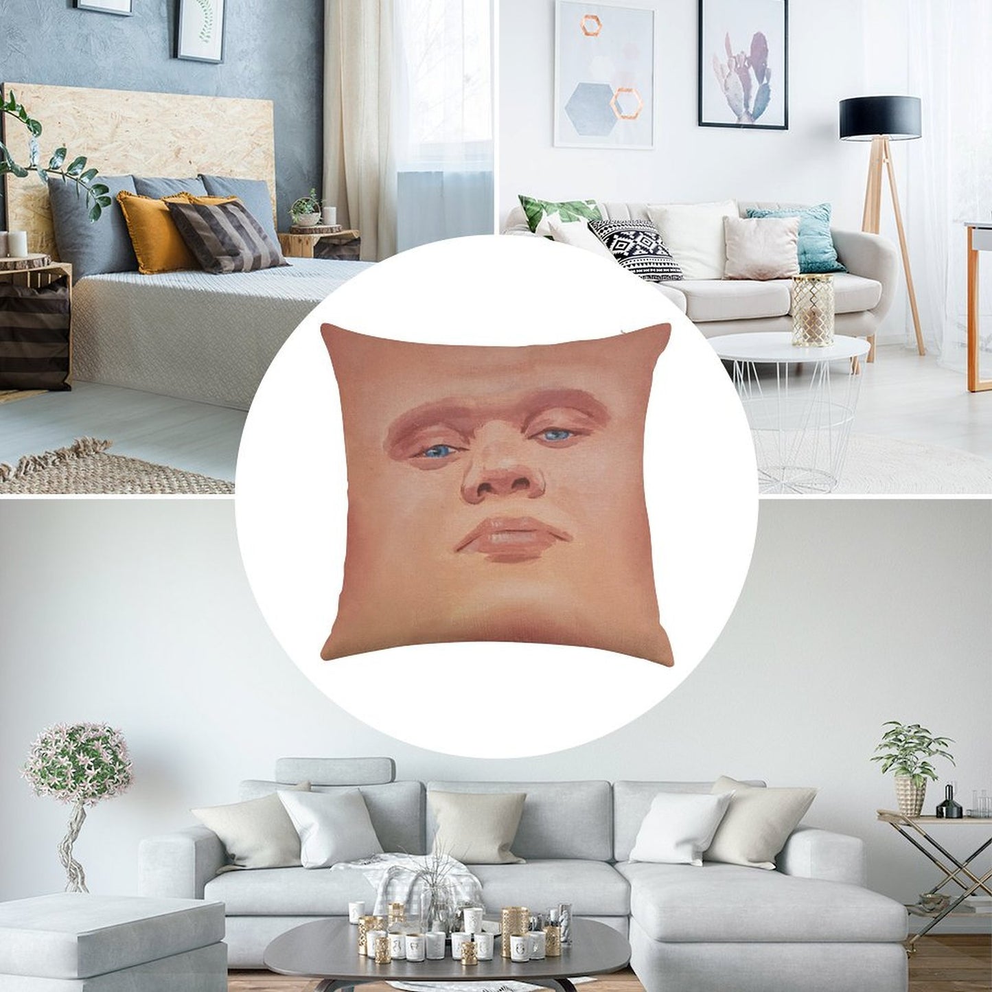 Smug Erling Haaland Face Linen Throw Pillow Cover