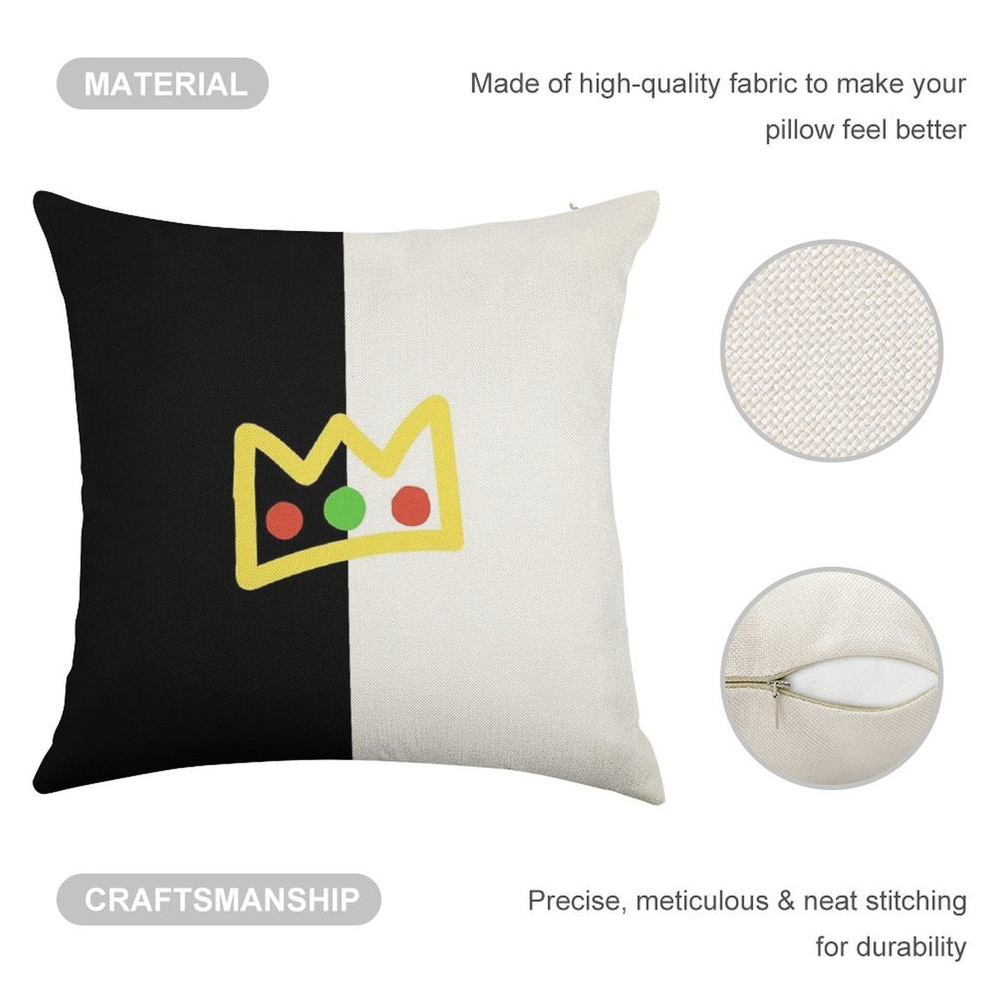 Ranboo Crown Half (long Version) Linen Throw Pillow Cover