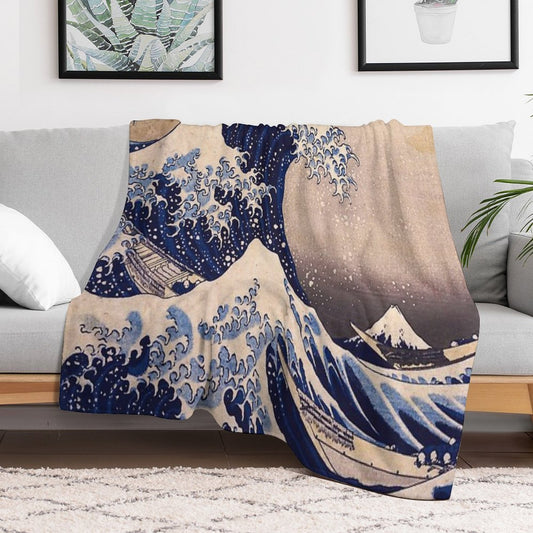 The Great Wave Off Kanagawa by Katsushika Hokusai (c 1830-1833) Throw Blanket