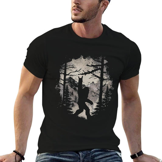 Rock On Bigfoot Sasquatch Loves Rock And Roll Mountain Trees T-Shirt
