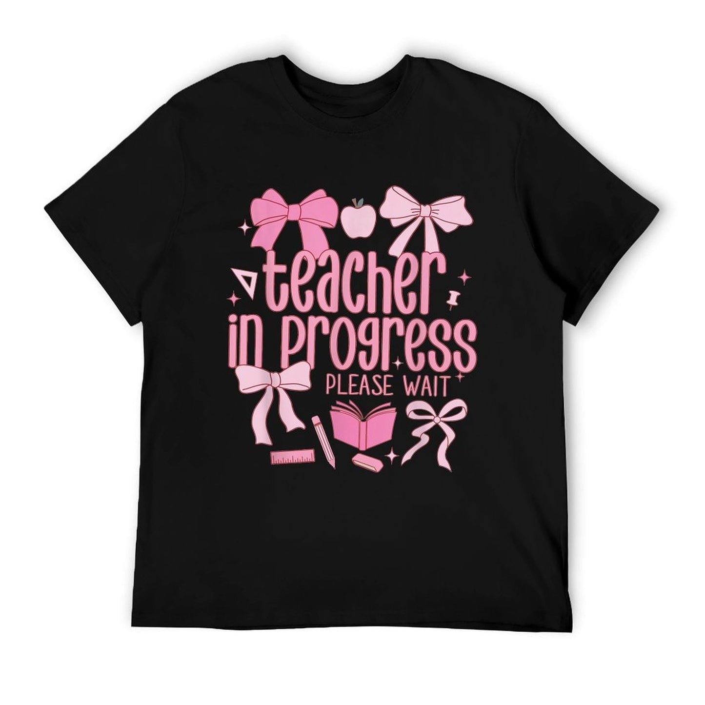 Women Teacher in Progress Coquette Pink Bow Future Teacher T-Shirt