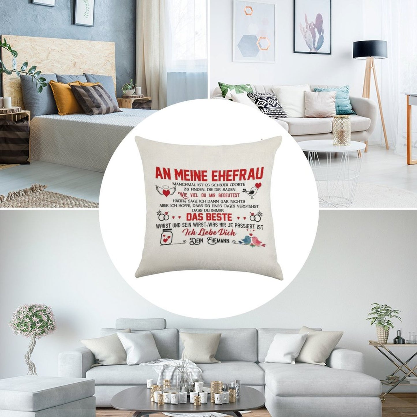 Gift for My Wife Perfect Gift Linen Throw Pillow Cover