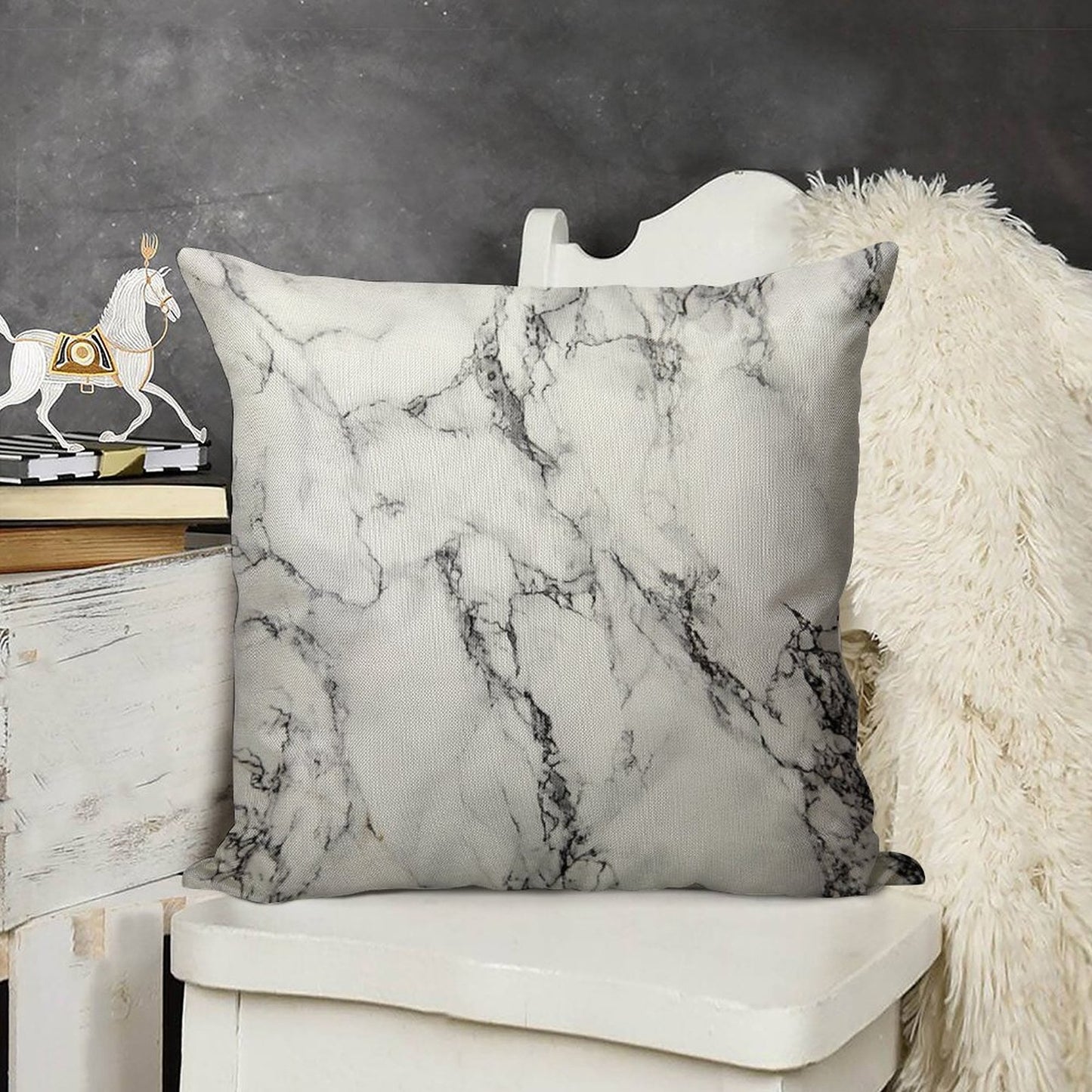 Marble Linen Throw Pillow Cover