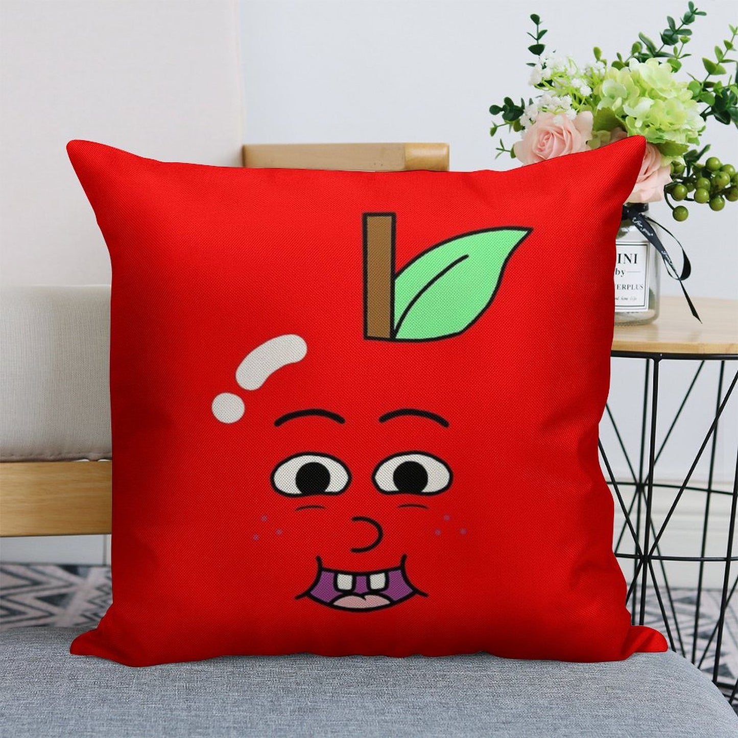 APPLE AND ONION - APPLE Linen Throw Pillow Cover