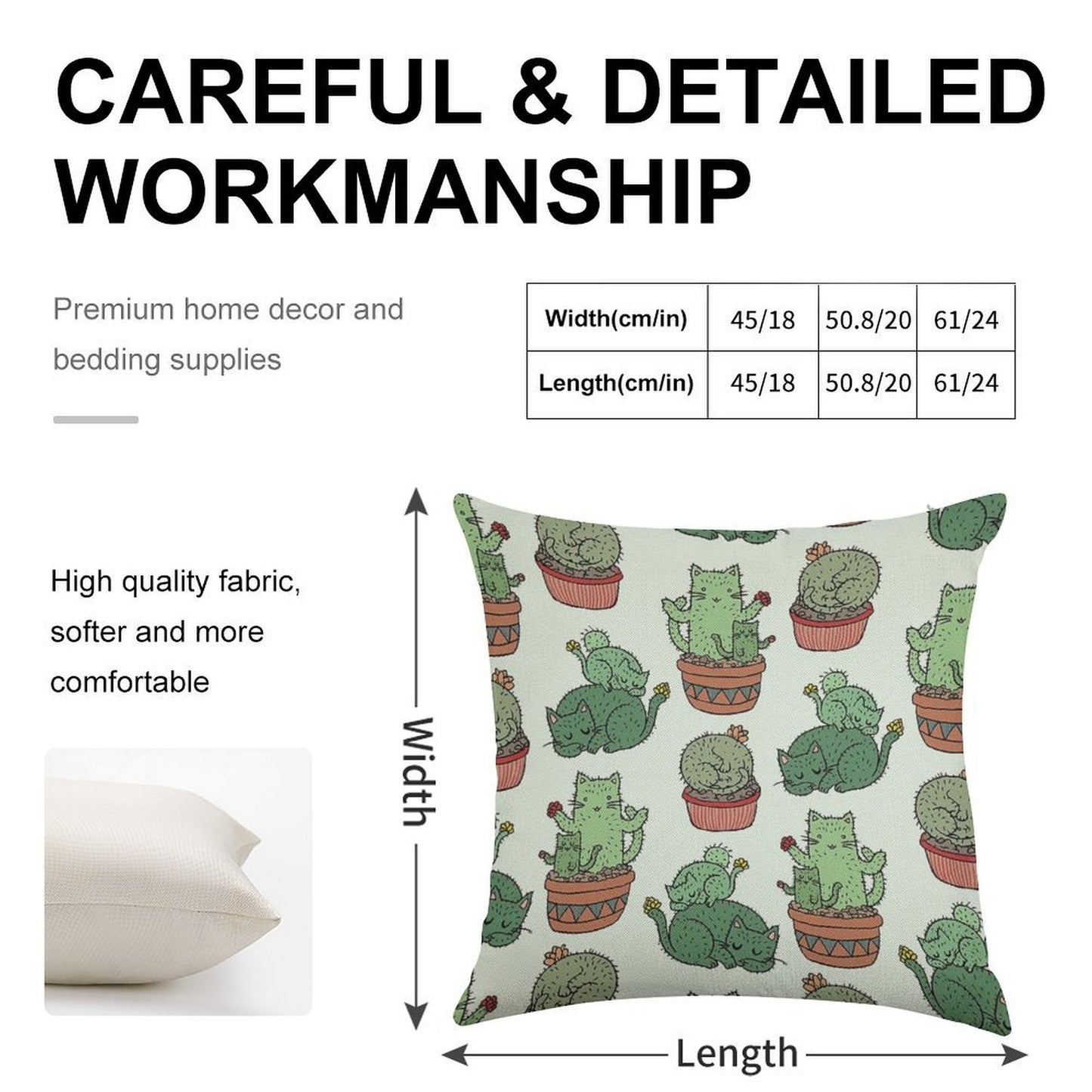 Cactus Cats Linen Throw Pillow Cover