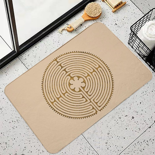 Symbol Chartres Labyrinth Metal Gold Antique Style Bath Mat