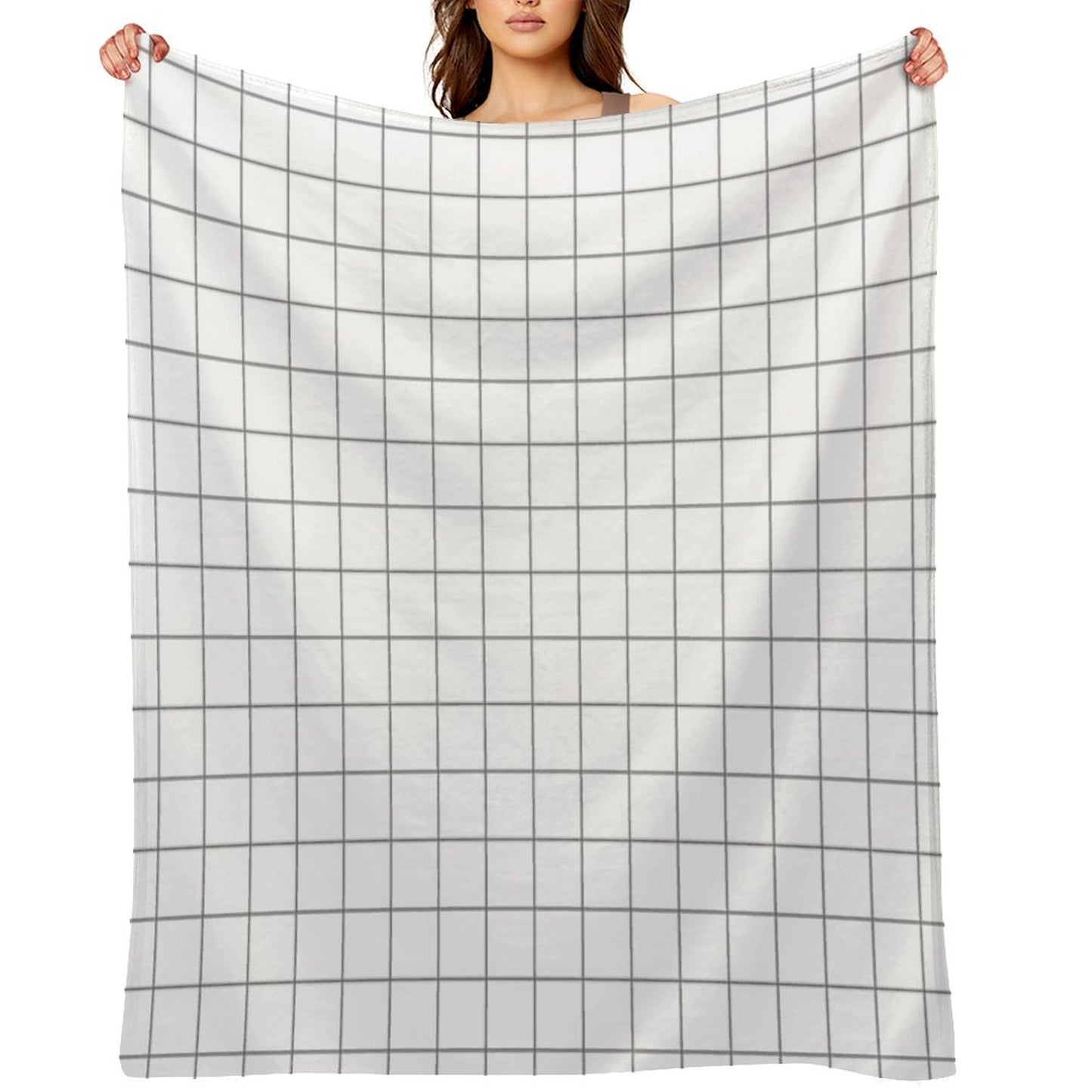 Grid White Gray Throw Blanket