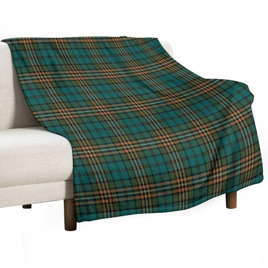 FITZSIMMONS (Fitzsimons) Tartan Historic Irish Family Name Plaid Design Throw Blanket