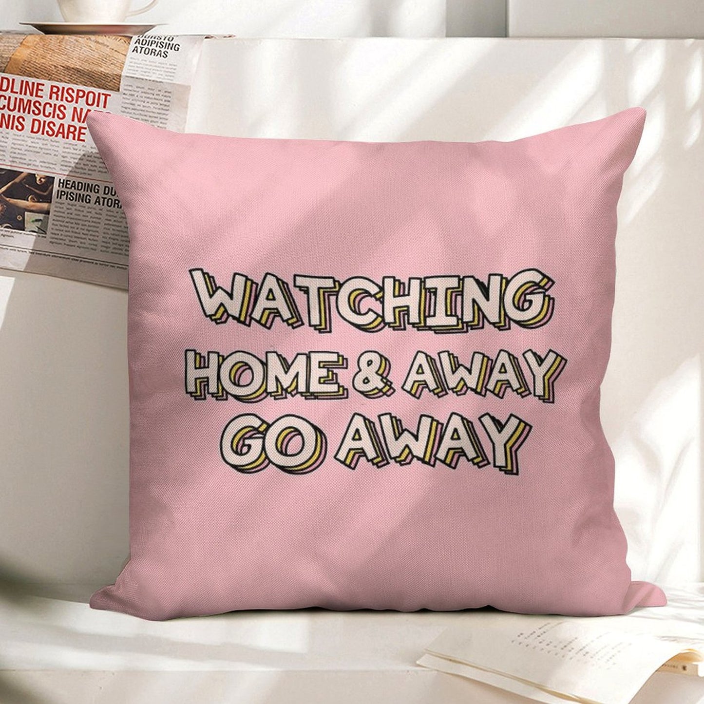 Watching Home & Away Go Away Linen Throw Pillow Cover