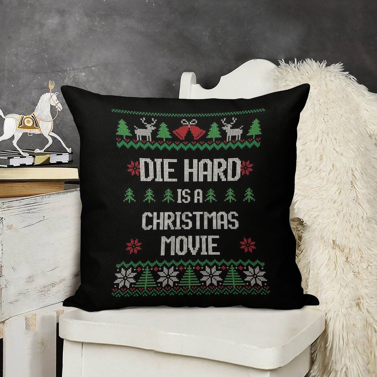 Die Hard Is A Christmas Movie Linen Throw Pillow Cover