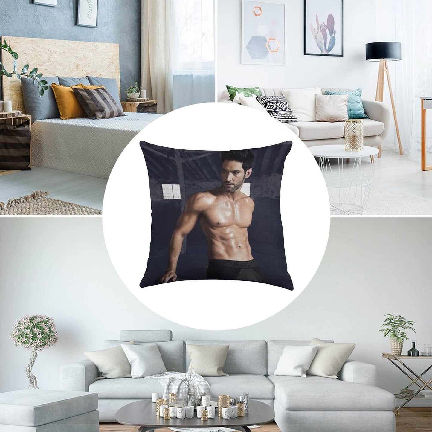 Tom Ellis Linen Throw Pillow Cover