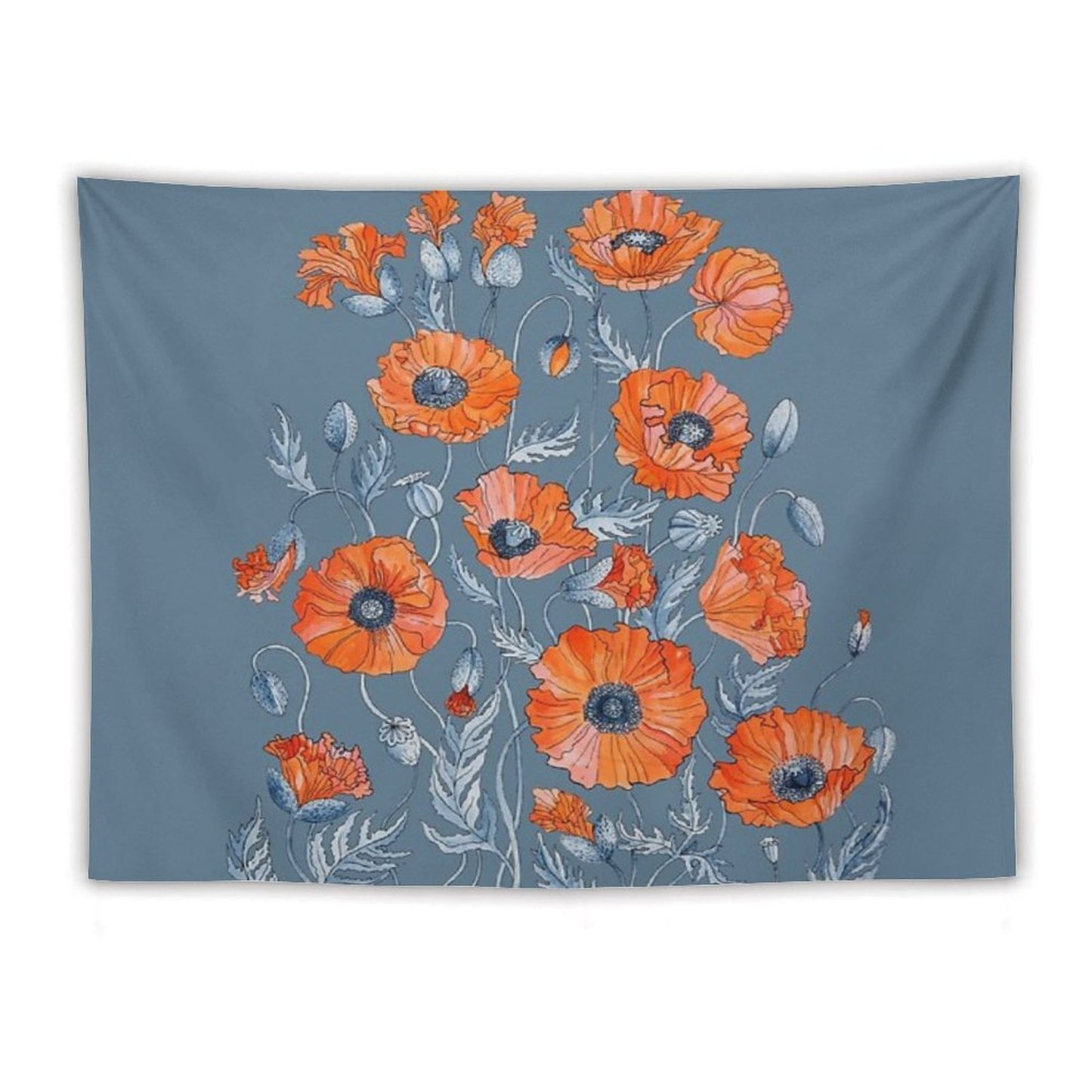 Poppies Floral Botanical Art Tapestry