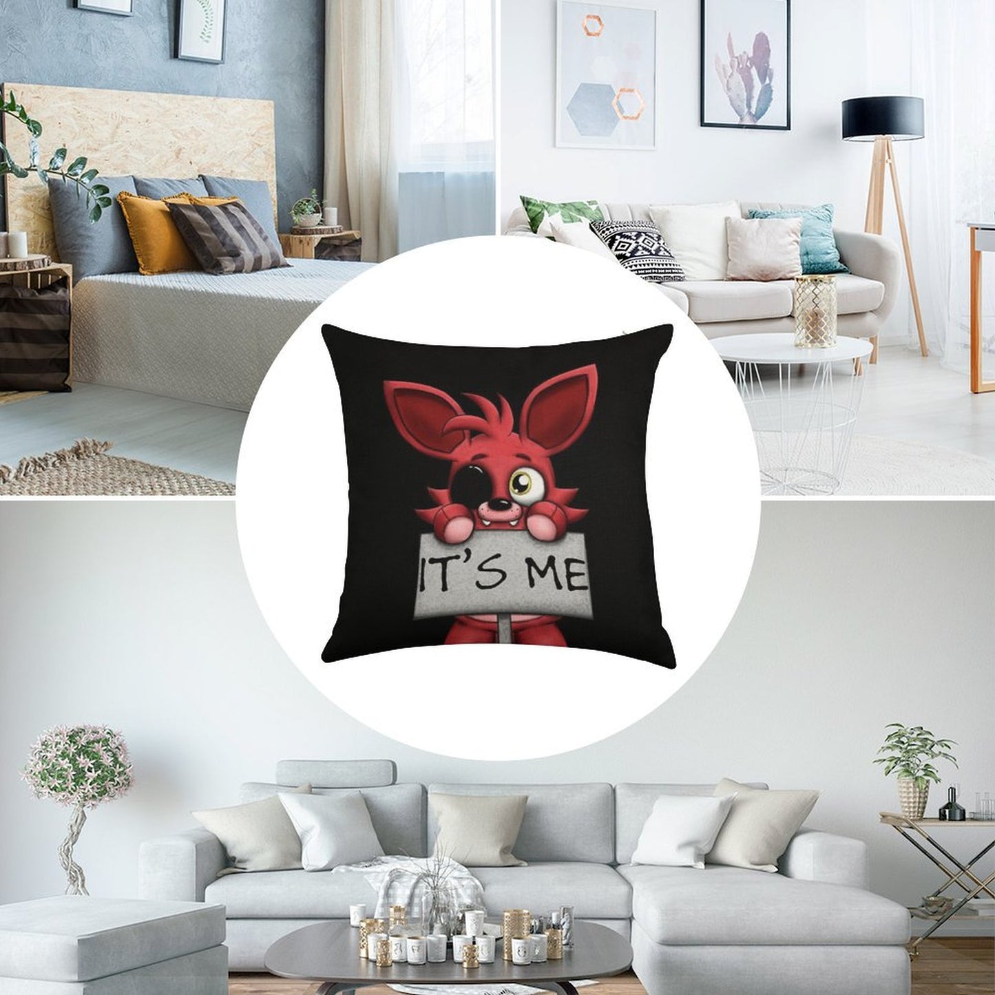 FNAF Plush Foxy Linen Throw Pillow Cover