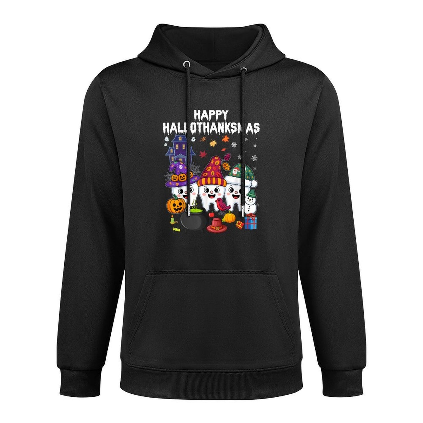 Happy Hallothanksmas Dental Halloween Thanksgiving Christmas Moisture-Wicking Hoodie