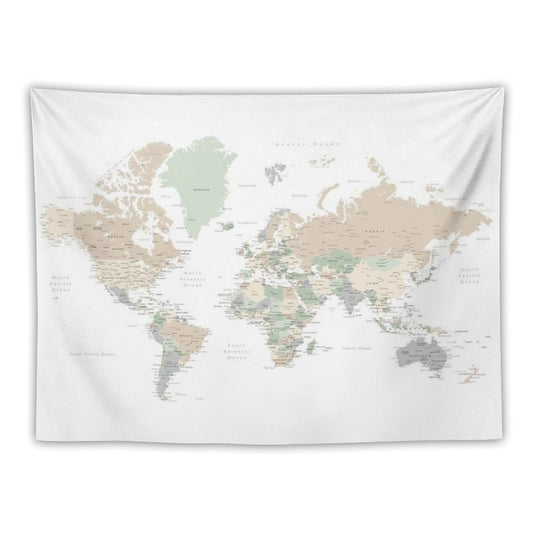 Detailed World Map with Cities, Anouk Tapestry