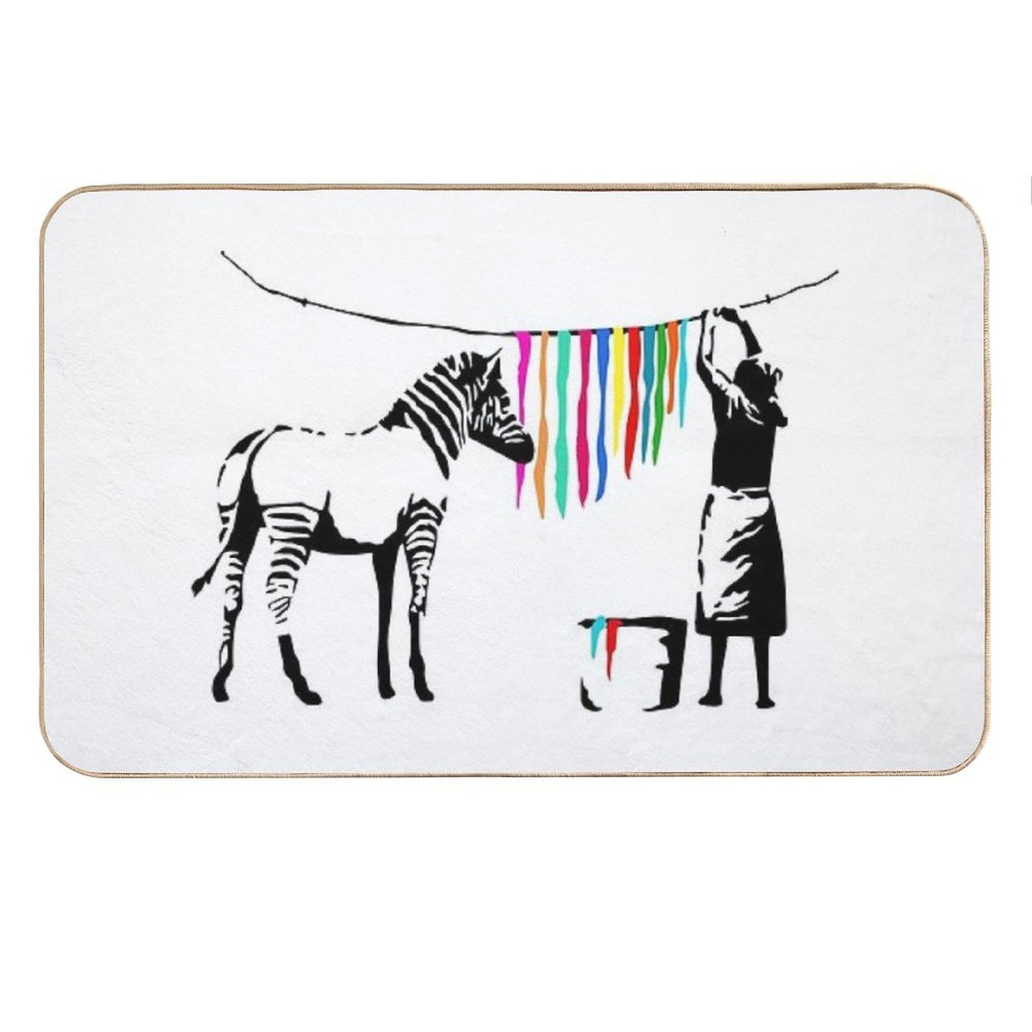 Zebra Stripes Washing - Banksy Graffiti Bath Mat
