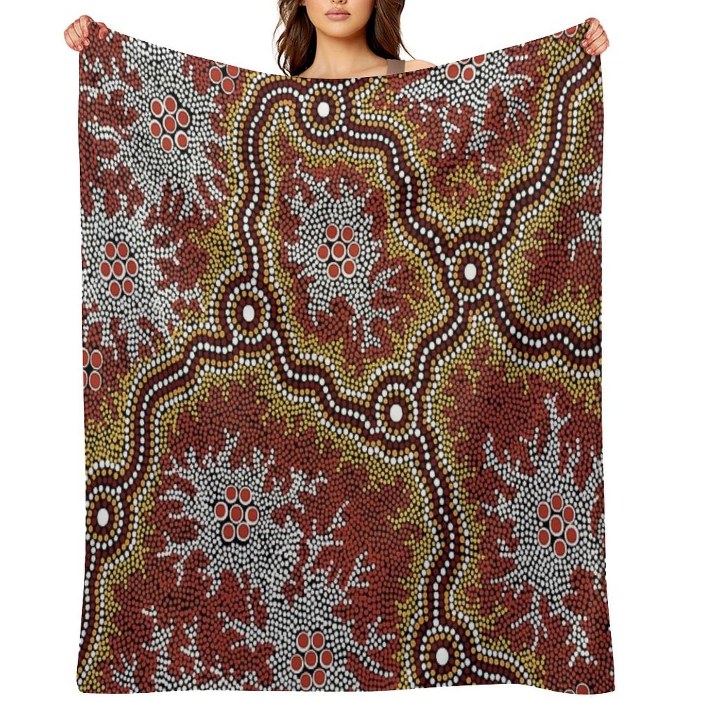 Authentic Aboriginal Art -  Mountains Throw Blanket